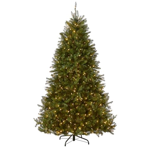 National Tree Company 7.5 ft Pre-Lit Dunhill Fir Artificial Christmas Tree, 700 LED Lights, 2,514 Tips, Foot Pedal, 10 Light Functions, Includes...