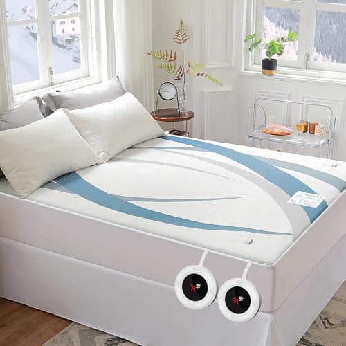Gotcozy Heated Mattress Pad Queen Size Dual Control - Electric Mattress pad fit up to 15‘’with 10 Heat Seatings & 10 Hour Auto Off ETL Certified...