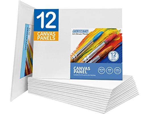 FIXSMITH Canvas for Painting,8x10 Inch Canvas Board Super Value 12 Pack Canvases,100% Cotton,Primed Canvas Panel,Acid Free,Artist Canvas Boards for...