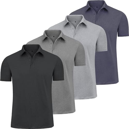 CE' CERDR Polos de golf pour hommes à manches courtes, séchage rapide, évacuation de l'humidité, performances athlétiques, T-shirt de golf décontracté, 4d - Noir/Gris foncé/Clair...