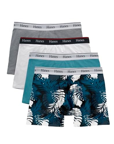 Hanes Originals Men's Trunk Briefs, Stretch Cotton Moisture-Wicking Underwear, Modern Fit Low Rise, Assorted Blues, Size Large