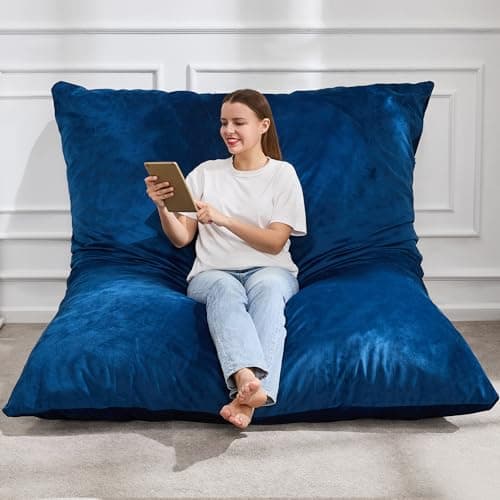 Hobestluk 3 in 1 Bean Bag Chair Giant Bean Bag Chairs for Adults with Velvet Cover Convertible Bean Bag Floor Cushion with Machine Washable Cover...