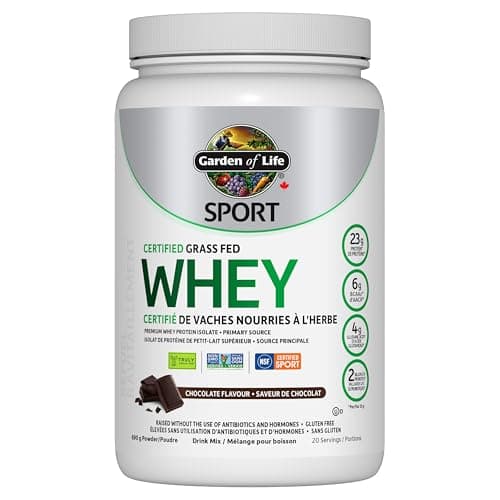 Lactosérum nourri à l'herbe certifié Garden of Life Sport, chocolat, 690 g Rigoureusement testé, certifié NSF pour le sport et certifications Informed Choice. 23g...