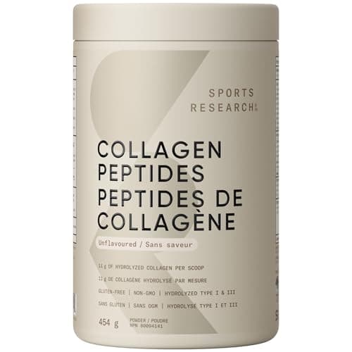 Sports Research Collagen Peptides - Hydrolyzed Type 1 & 3 Collagen Powder Protein Supplement for Essential Amino Acids - Easy Mixing Vital...