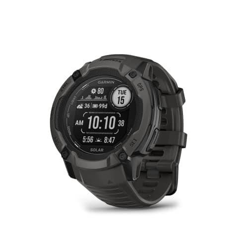 Garmin Instinct 2X Solar, montre intelligente GPS robuste, lampe de poche intégrée, capacité de charge solaire, GNSS multibande, graphite