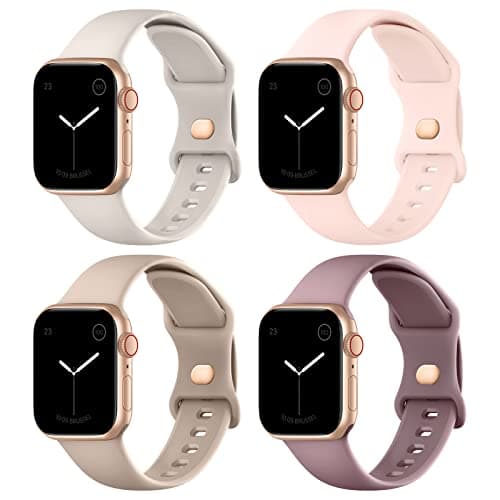 Bracelets de sport compatibles avec le bracelet Apple Watch 38 mm, 40 mm, 41 mm, 42 mm, 44 mm, 45 mm, 46 mm, 49 mm pour femmes et hommes, bracelets de remplacement en silicone pour...