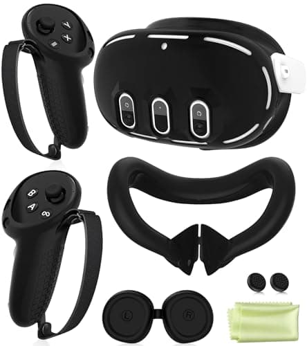 Ensemble de housses en silicone compatibles avec Meta Oculus/Quest 3, housse de protection pour accessoires VR comprenant des poignées de contrôleur, une coque avant pour casque et...