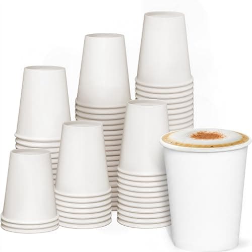 GUSTO [8 oz - 100 Count] Disposable White Paper Cups, Hot Coffee Cups - Eco-Friendly Hot Cups - Formerly Comfy Package