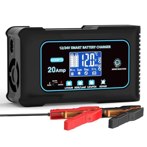 Haisito: 20A 12V/24V Car Battery Charger –Automatic Maintainer, Trickle Charger & Desulfator with Overcharge Protection & Temperature Compensation...