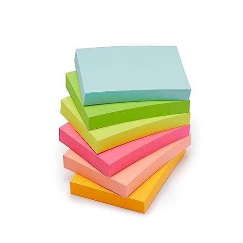 Amazon Basics Mini notes autocollantes rectangulaires, 3,81 x 5,08 cm, blocs autocollants aux couleurs vives, faciles à poster pour la maison, le bureau, le cahier, 70 feuilles/bloc,...