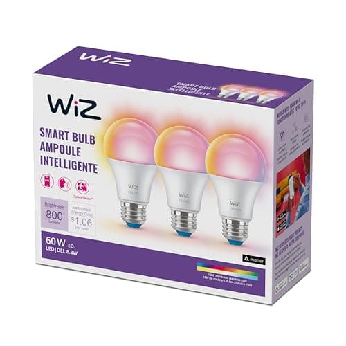 Ampoules intelligentes LED WiZ Connected 60W A19 - Se connecte à votre Wi-Fi - Ampoule intelligente E26 - Contrôlez avec la voix ou l'application + Activez avec le mouvement - Matter...
