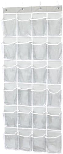 Simple Houseware Organiseur de chaussures à suspendre avec 24 poches, grandes poches transparentes au-dessus de la porte, gris (142,2 x 57,1 cm)