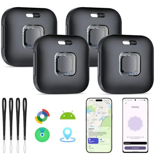 2026 Upgrade [Certified by Apple & Google] Air Tracker Tags-4 Pack (Black), Hoxe Bluetooth 5.3 Tracker Smart Tag Compatible with Apple Find My &...