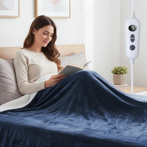 Qoosea Heated Blanket Electric Blanket Twin XL 62 * 84 inch 9 Heating Levels 9 Timer Settings Auto Shut Off Soft Flannel Heating Blanket Wrap Warm...