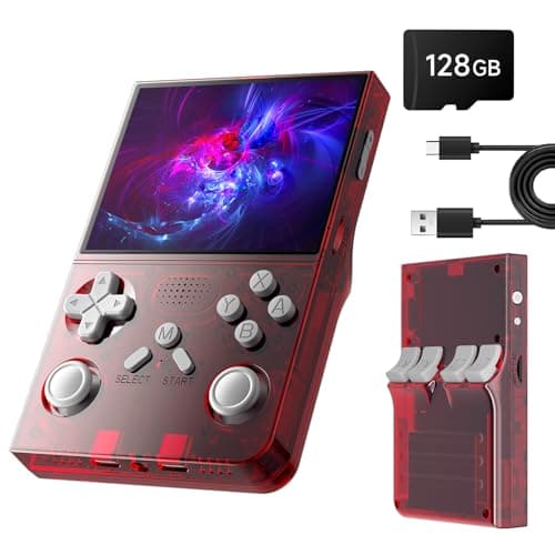 R40 Retro Handheld Game Console with 18,000+ Classic Games, 3.5" IPS Screen, Save & Load, Portable Retro Gaming Console for Travel & Gifts, Red