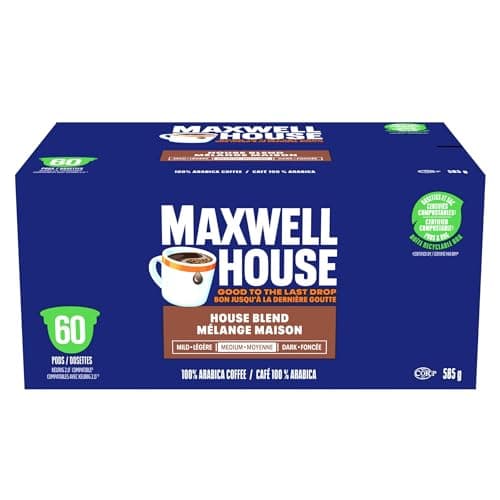 Maxwell House House Blend Coffee Certified Compostable K-Cup Coffee Pods, 60 Pods