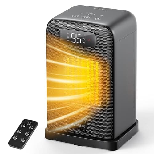 FLANUR Space Heater, 1500W PTC Ceramic Safety Heat with Remote, Thermostat, ECO Mode, 12H Timer, Overheat & Tip Over Protection, 70° Oscillation,...