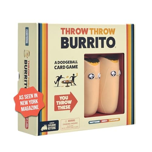 Throw Throw Burrito par Exploding Kittens - 2-6 joueurs - 7 ans et plus - 15 minutes de jeu - Jeu de cartes Dodgeball - Jeu de fête, soirée de jeux en famille, enfants...