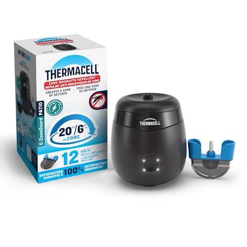 Thermacell Patio Shield Mosquito Repellent E-Series E552CHRCA Rechargeable Repeller; 20’ Mosquito Protection Zone; Includes 12-Hour Repellent...