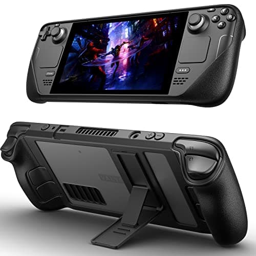 Étui avec béquille JSAUX compatible avec Steam Deck/OLED, PC0105 Mise à niveau du support à angle réglable pour Steam Deck Cover Étui de protection en TPU,...
