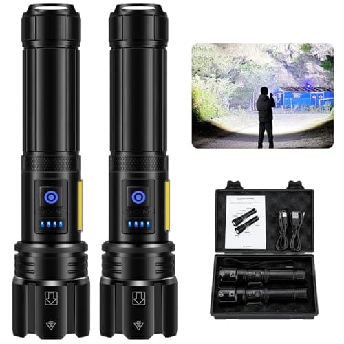 Rechargeable Flashlight 990000 Lumens, BCOTE 2 Pack Super Bright LED Flashlight Camping, Brightest High Powerful Handheld Flashlights - 7 Modes...