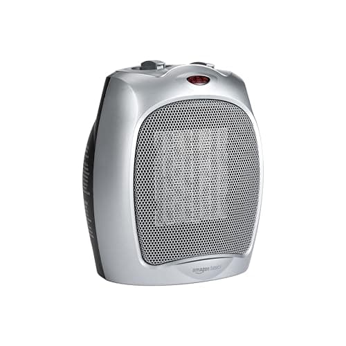 Amazon Basics Ceramic Space Heater, Portable Heater for Indoor Use, for Office and Home, With Overheat and Tip-Over Protection, Thermostat,...