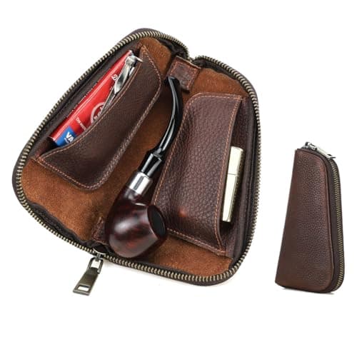 CONTACTS Petite pochette à tabac en cuir pour pipe à fumer, organisateur de rangement, accessoires portables, porte-briquet, fermeture éclair, boîte de voyage pour pipes à tabac