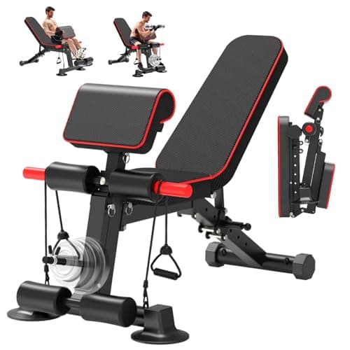 Adjustable Weight Bench,Utility Workout Bench Load 500LBS Foldable Incline Decline Benches for Home Gym Beginners and Enthusiasts muscle Building...