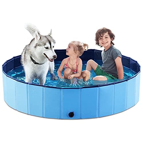 Jasonwell Foldable Dog Pool Collapsible Hard Plastic Dog Swimming Pool Portable Kiddie Pool Pet Pool Doggie Wading Pool Bath Tub for Puppy Small...