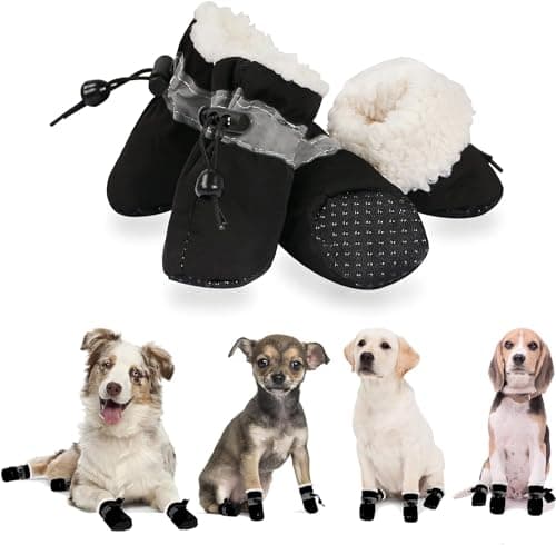 YAODHAOD Dog Shoes, Dog Boots Paw Protector, Winter Warm Comfortable Soft Soled Dog Skidproof Sneakers with Reflective Straps, for Small Dog (Size...