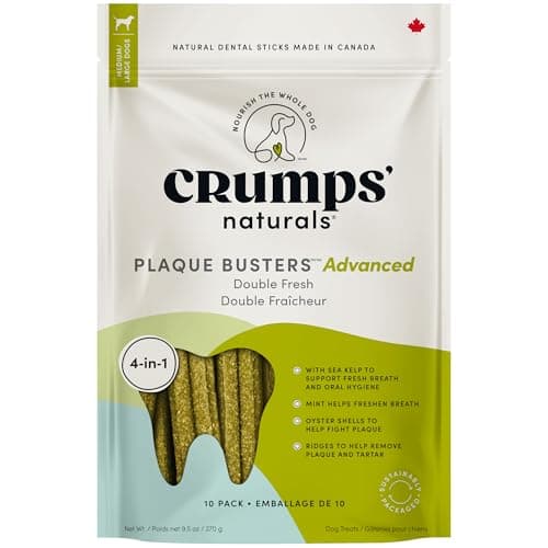 Crumps' Naturals, Plaque Busters Advanced - Double Fresh Dental Sticks, 270 g, Dog Treats