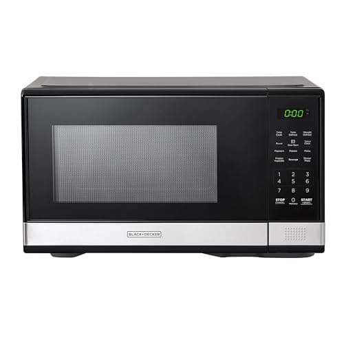 Four à micro-ondes numérique BLACK+DECKER avec porte tournante à bouton-poussoir, verrouillage de sécurité enfant, acier inoxydable, 1,1 pied cube