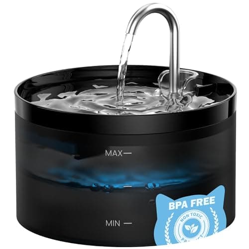 Fontaine à eau pour chat Fontaine pour chat : Fontaines à eau GIOTOHUN 2L pour chats d'intérieur - Fontaines à eau super silencieuses pour chats - Nettoyage facile - Noir -...