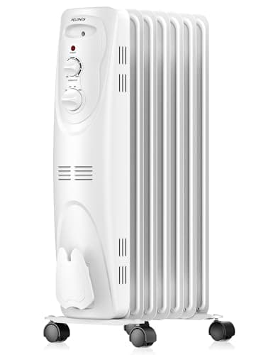 PELONIS Radiateur électrique rempli d'huile de base, radiateur radiant portable 1500 W pour toute la pièce avec thermostat réglable, blanc