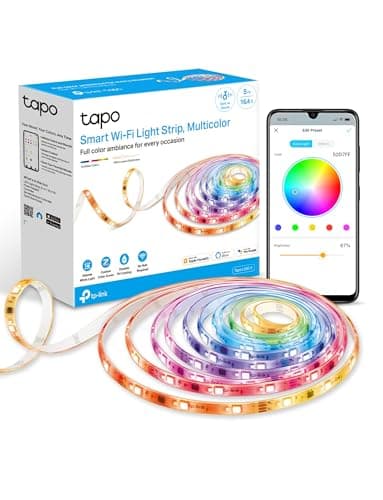 TP-Link Tapo Smart LED Light Strip, Multicolour w/Individually Addressable Colour Zones, Wi-Fi LED Lights Works w/Alexa & Google Assistant,...