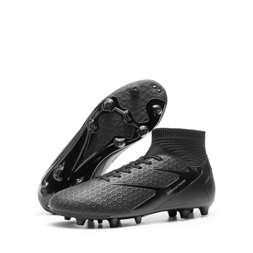 DREAM PAIRS Crampons de football haut de gamme pour hommes Crampons de football athlétiques professionnels légers Chaussures de football pour gazon d'entraînement, taille 11, noir, SDSC2407M
