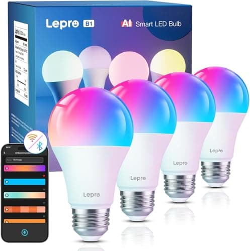 Ampoule intelligente Lepro B1 AI, ampoules LED à changement de couleur, fonctionne avec Alexa et Google Assistant, WiFi et Bluetooth, synchronisation de la musique, via l'application Lepro, RGBWW...