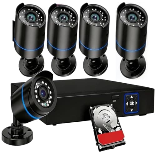 3000TVL Home Security System Surveillance DVR Camera Kits, 4pcs Wired 5MP IP Night Vision Cameras Set with AI Motion Person Vehicle Detection, 4K...