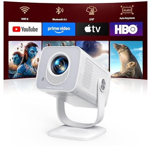 【Applications intégrées | Focale courte】Mini-projecteur avec WiFi6 et Bluetooth5.4 bidirectionnel, prise en charge 4K 1080P Projecteur portable,...