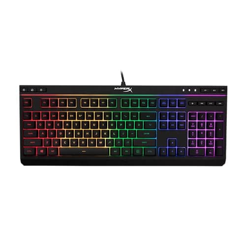 HyperX Alloy Core RGB – Clavier de jeu à membrane, touches silencieuses et confortables avec effets d'éclairage LED RVB, résistant aux éclaboussures, support dédié...