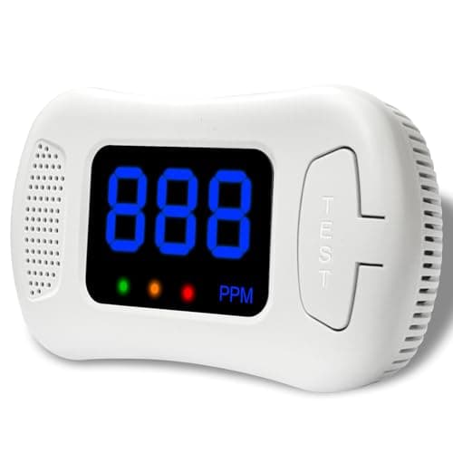 Détecteur de monoxyde de carbone, détecteur d'alarme CO alimenté par batterie avec affichage et indicateur numérique HD et avertissement sonore et lumineux pour un usage domestique (piles non...