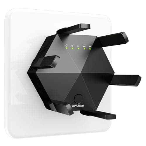 JBZP Extension WiFi, Booster WiFi Meilleure couverture WiFi avec 6 antennes Portée du signal jusqu'à 12880 pieds carrés et 45 appareils, 1200 Mbps sans fil double bande...