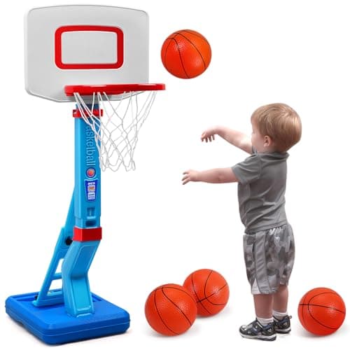 SUPER JOY Toddler Basketball Hoop Height Adjustable Kids Basketball Hoop for Indoor Outdoor Play Portable Basketball Goal Poolside Hoop, Basketball...
