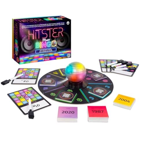 HITSTER Bingo – Music Party Game with Disco Ball, 225 Music Cards & Wipe-Off Boards – Interactive Quiz Game for Adults & Teens 16+