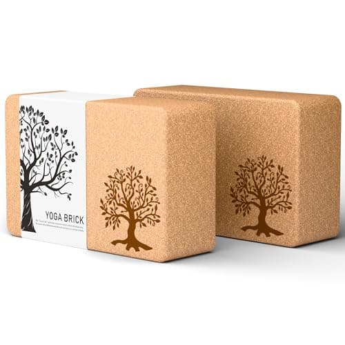 Cork Yoga Blocks 2 Pack Set, Natural Cork Soft Non-Slip Yoga Blocks, High Density & Eco Friendly Yoga Accessories for Women| Men, Ideal for Yoga,...