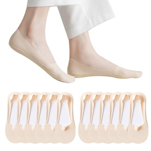 Caudblor Lot de 6 paires de chaussettes invisibles pour femme, coupe basse, doublure invisible, pour mocassins plats, talons, bas en coton respirant, fin, antidérapant