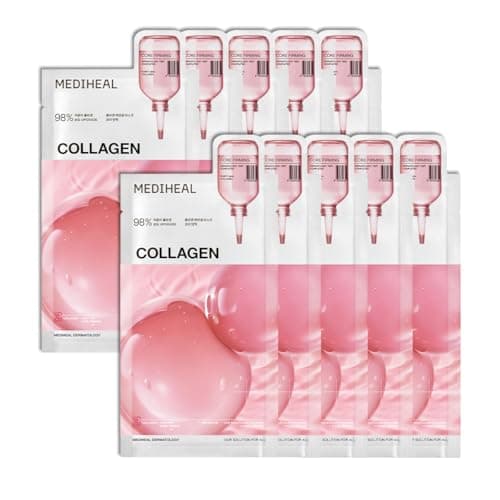 Masque essentiel au collagène MEDIHEAL – Soin raffermissant et élastique au collagène végétalien, peptides et acide hyaluronique, masque coréen pour une hydratation en profondeur...