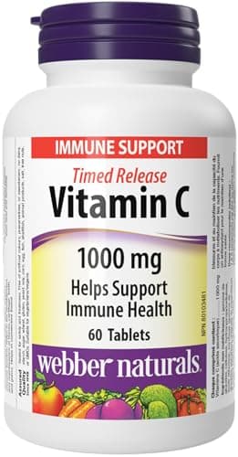 Webber Naturals Vitamin C Timed Release 1000 mg, 60 Tablets, For Bones, Teeth, Immune and Antioxidant Health, Vegan