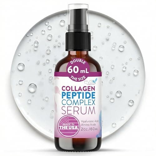 Sérum peptidique pour le visage Eva Naturals – Sérum facial anti-âge stimulant le collagène pour les rides, les ridules et le microneedling – Raffermissant, lissant la peau...