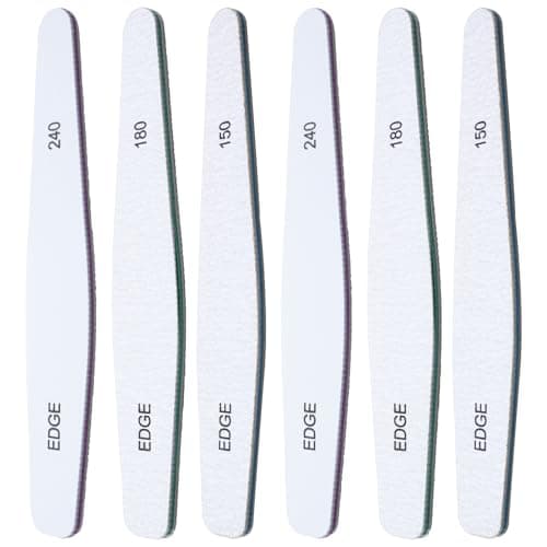 Limes à ongles 6 pièces, limes à ongles professionnelles ensemble de limes à ongles grain 150/180/240 lime à ongles double face pour bloc tampon à ongles naturel et acrylique...